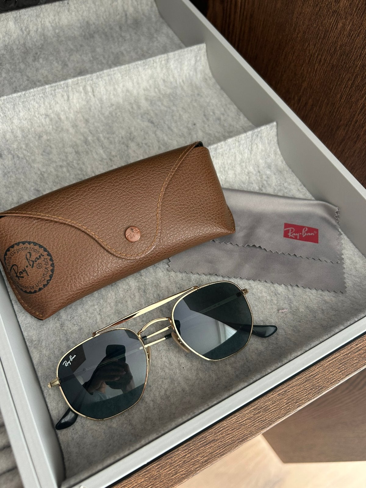 Originele Ray-Ban Marshal (RB3648) Unisex Zonnebril, Zonnebril, Bruin, Ophalen of Verzenden, Zo goed als nieuw