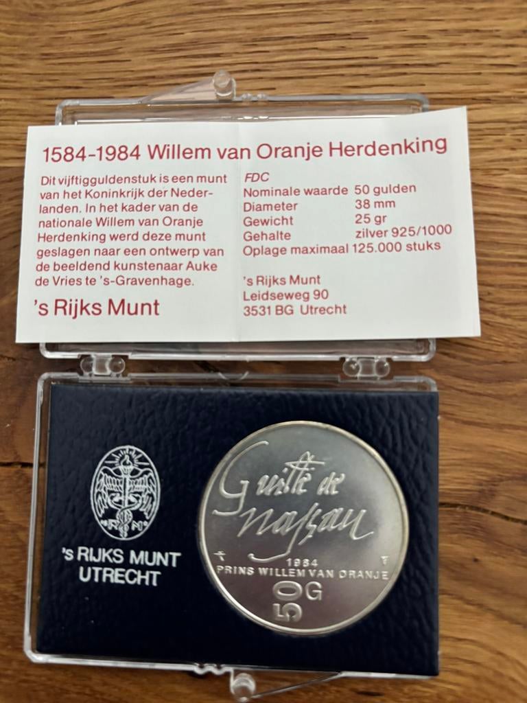Te koop 5 zilveren 50 guldens FDC, Ophalen of Verzenden, Koningin Beatrix, 50 gulden
