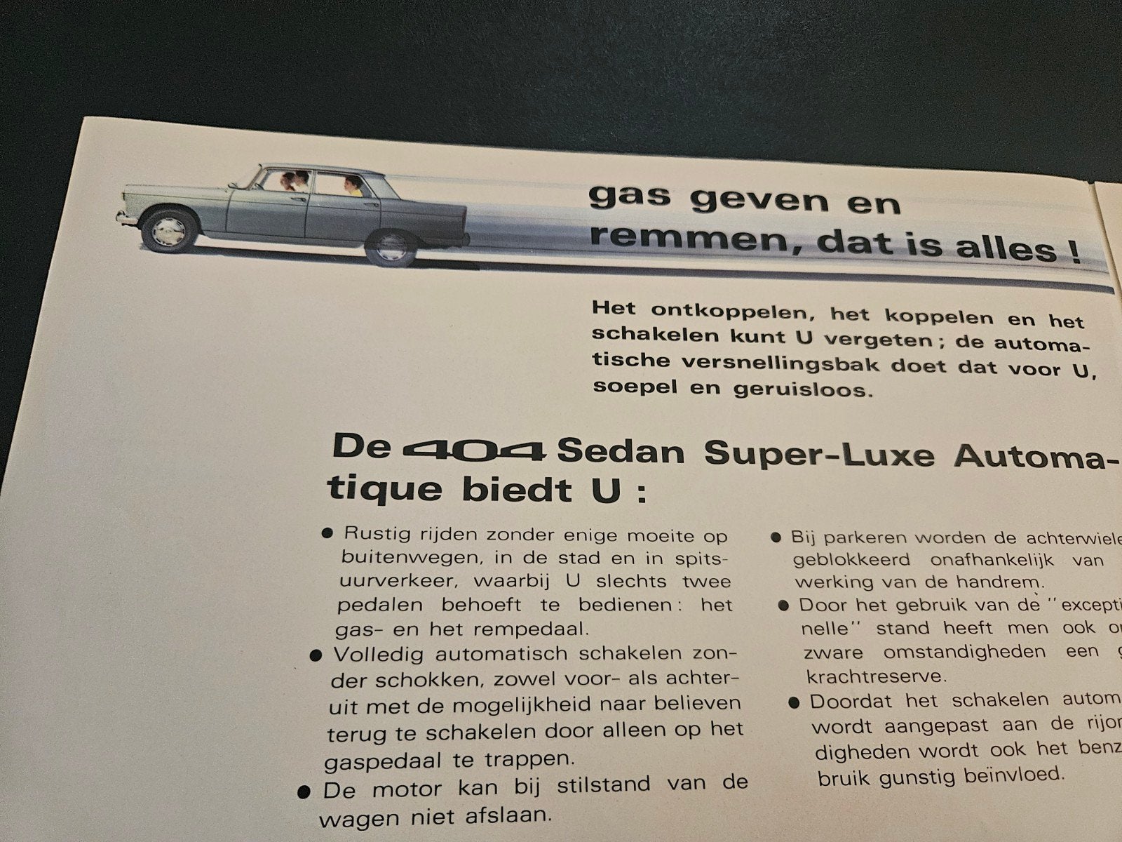 Brochure Peugeot 404 Automatique 1968, Boeken, Ophalen of Verzenden, Zo goed als nieuw, Peugeot