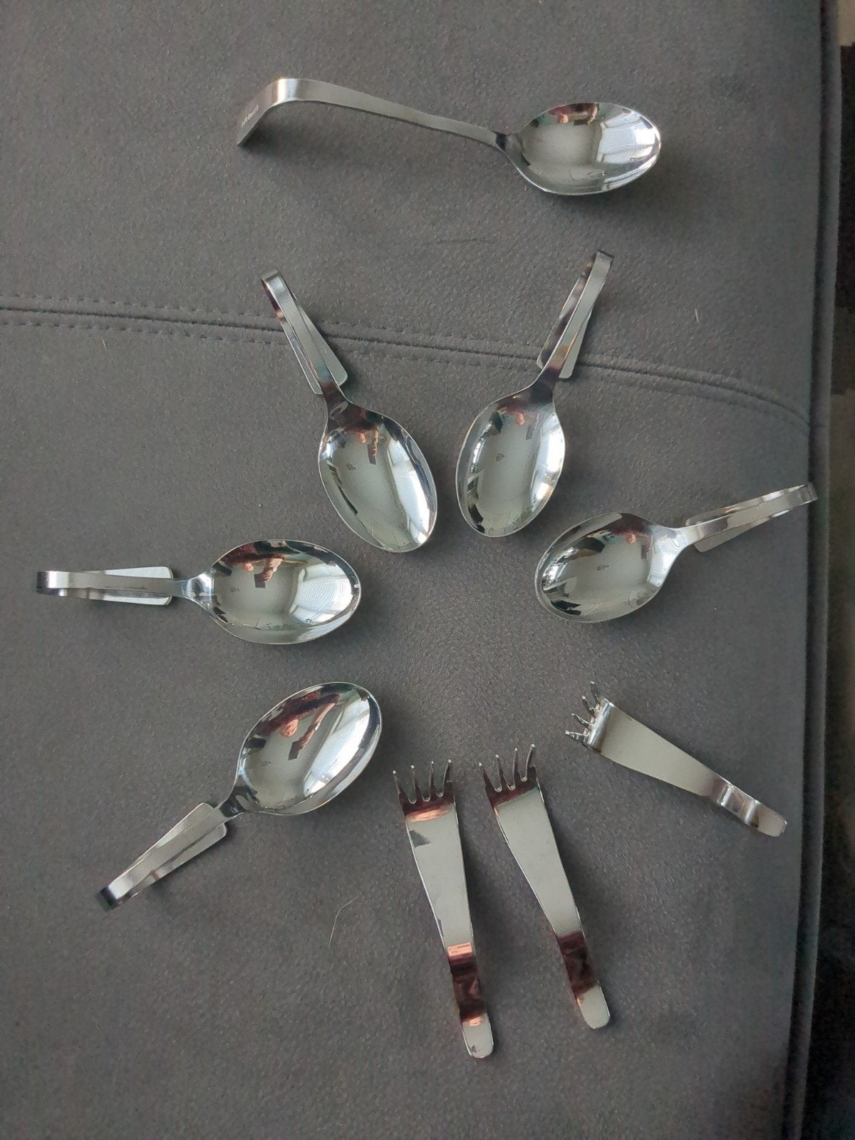 Set lepels en vorkjes voor amuses Inno Cuissinno, Los bestek, Ophalen of Verzenden, Zo goed als nieuw, Rvs of Chroom
