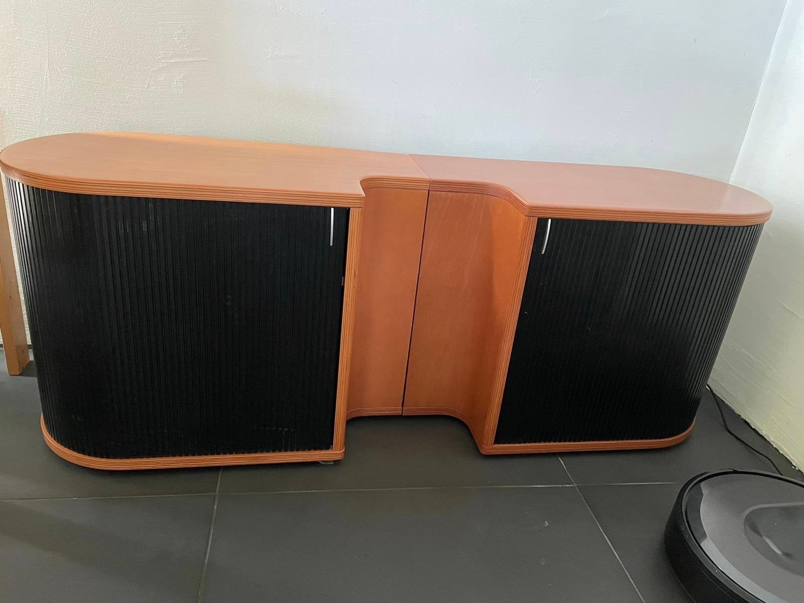 Unieke houten kast met roldeuren 48x126x32,5cm, Ophalen of Verzenden, Gebruikt