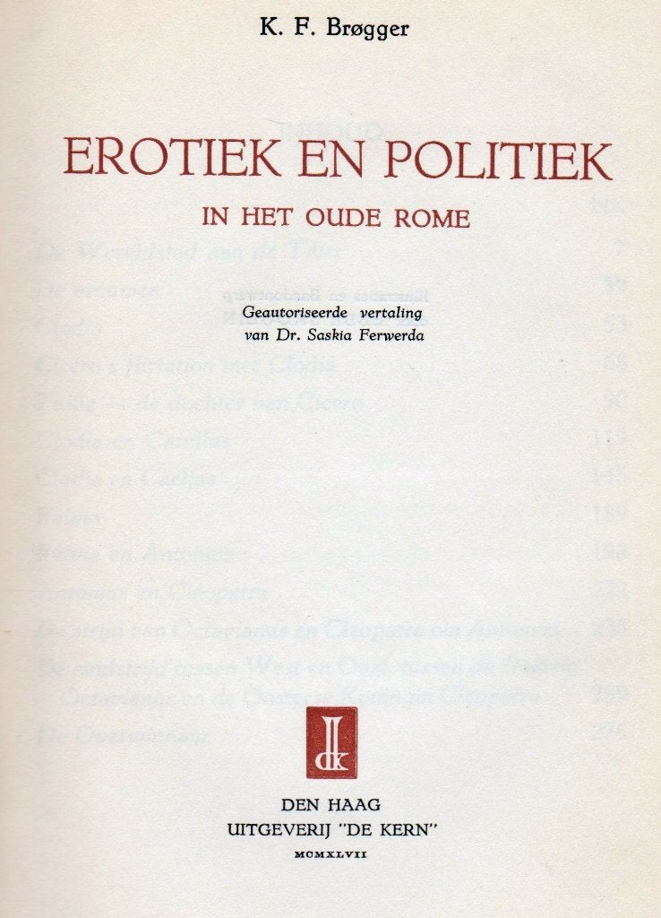 Brøgger, K.F. - Erotiek en politiek in het oude Rome (1947), Ophalen of Verzenden
