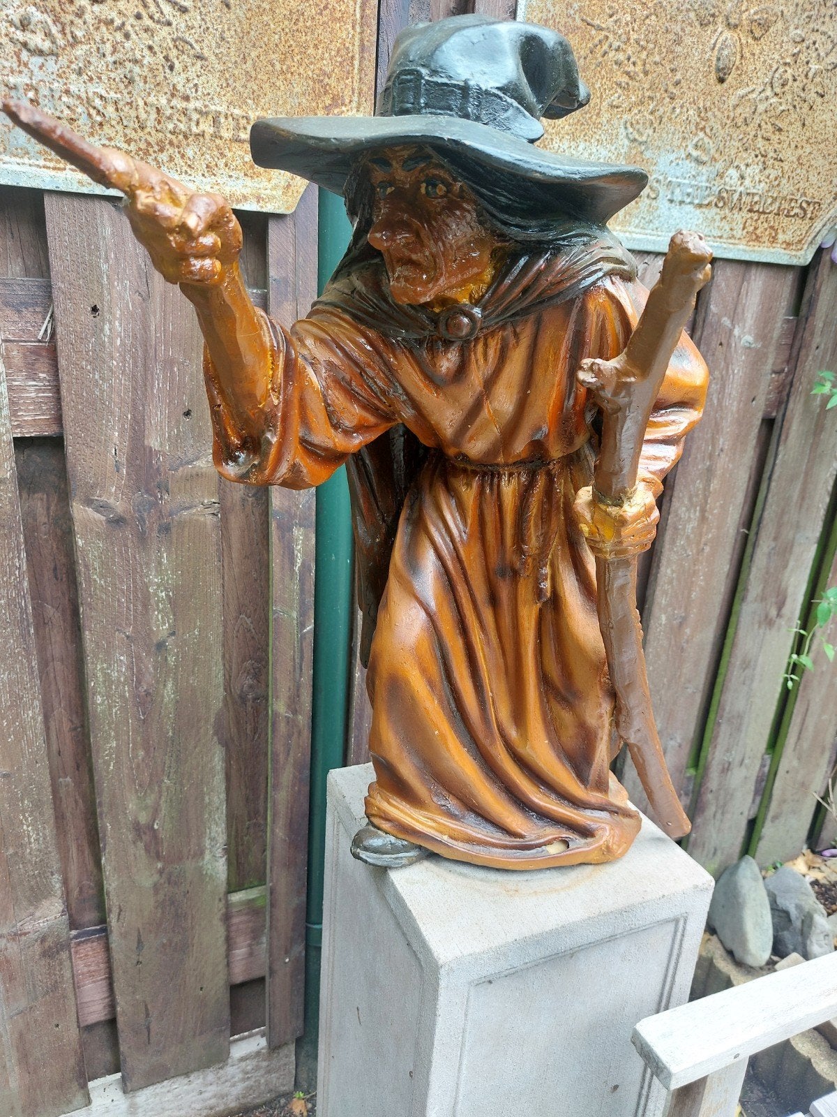 Antiek groot beeld van een Heks 62cm ZIE BESCHRIJVING, Ophalen of Verzenden