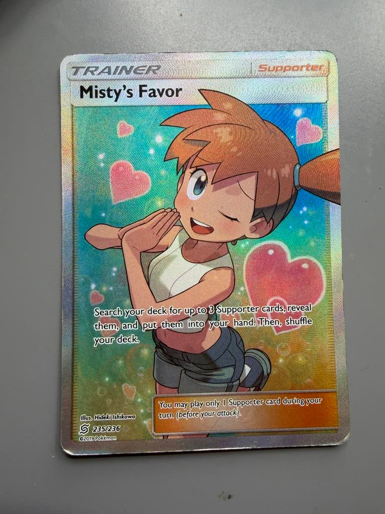 Misty's Favor Full Art Trainer Kaart (235/236) Cosmic Eclips, Ophalen of Verzenden, Gebruikt, Losse kaart, Foil
