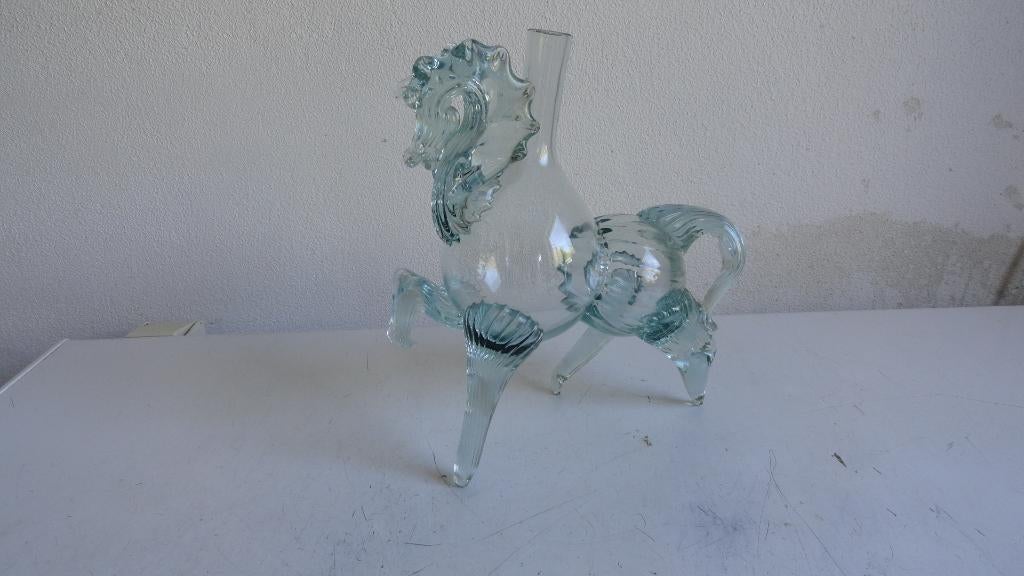 Murano glas fles in vorm van  paard, mintgroen handgemaakt, Ophalen of Verzenden