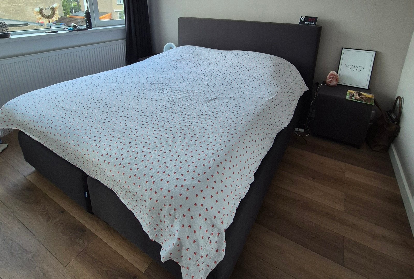 Antraciet boxspring 180x210cm, Ophalen, Gebruikt, Tweepersoons