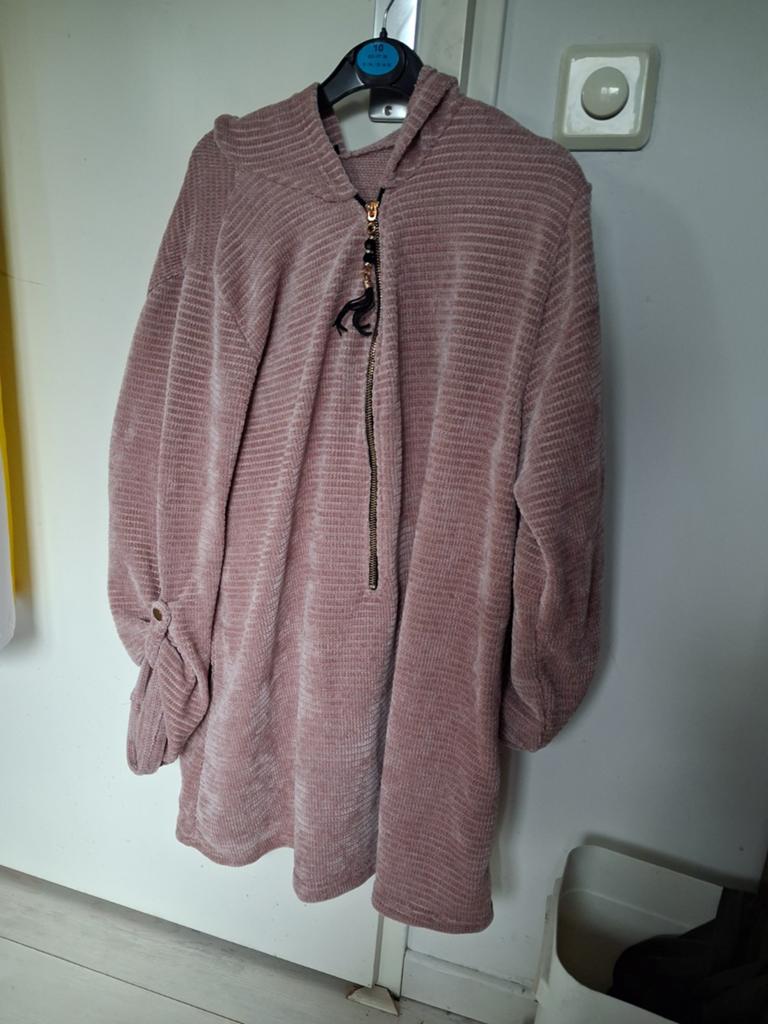 Lichtroze hoodie, driekwartmouw. maat XXL, Ophalen of Verzenden, Zo goed als nieuw, Maat 46/48 (XL) of groter, Roze