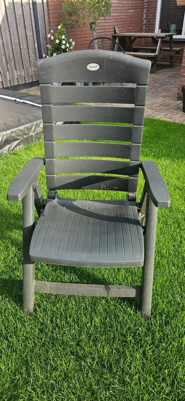 4 Hartman tuinstoelen, verstelbaar en inklapbaar, Tuin en Terras, Tuinstoelen, Ophalen, Gebruikt, Kunststof, Verstelbaar