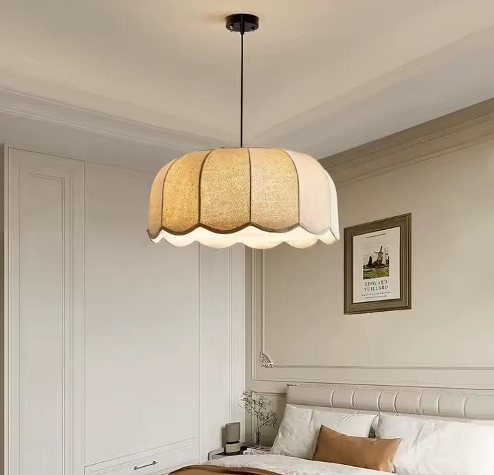 Nieuwe hanglamp met linnen kap, diameter 45 cm, Ophalen, Nieuw, Textiel