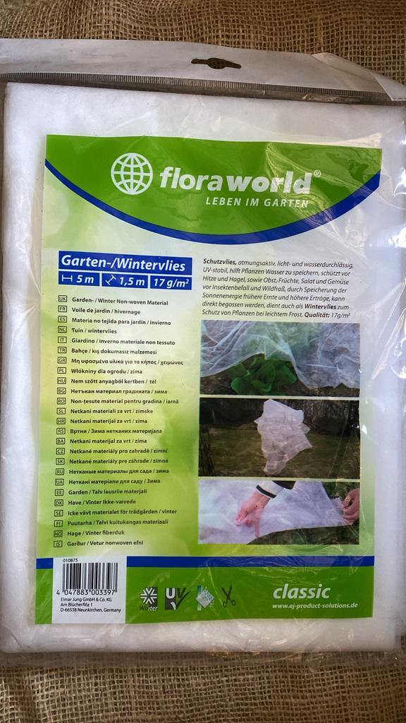 Flora World Tuin-/Wintervlies 5m x 1.5m - Plantenbescherming, Ophalen of Verzenden