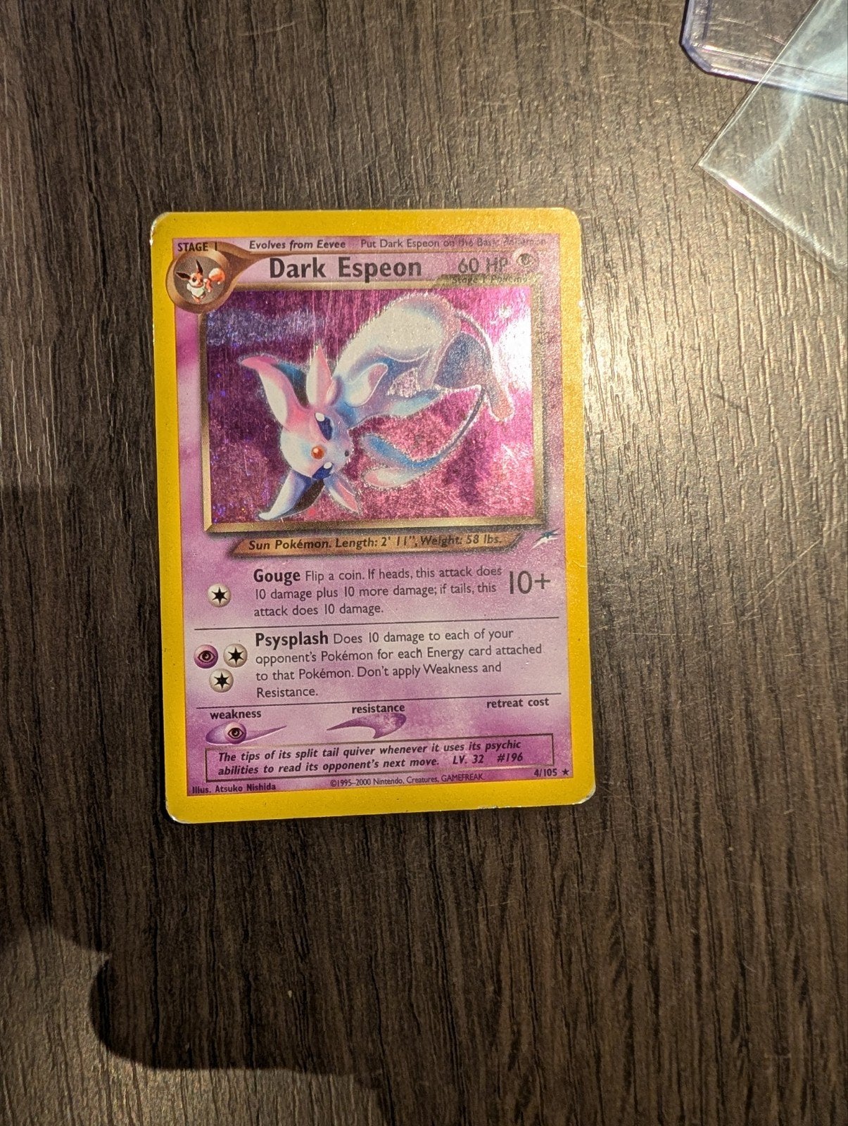 Pokémon Dark Espeon Holo 4/105 – Neo Destiny, Hobby en Vrije tijd, Ophalen of Verzenden, Zo goed als nieuw