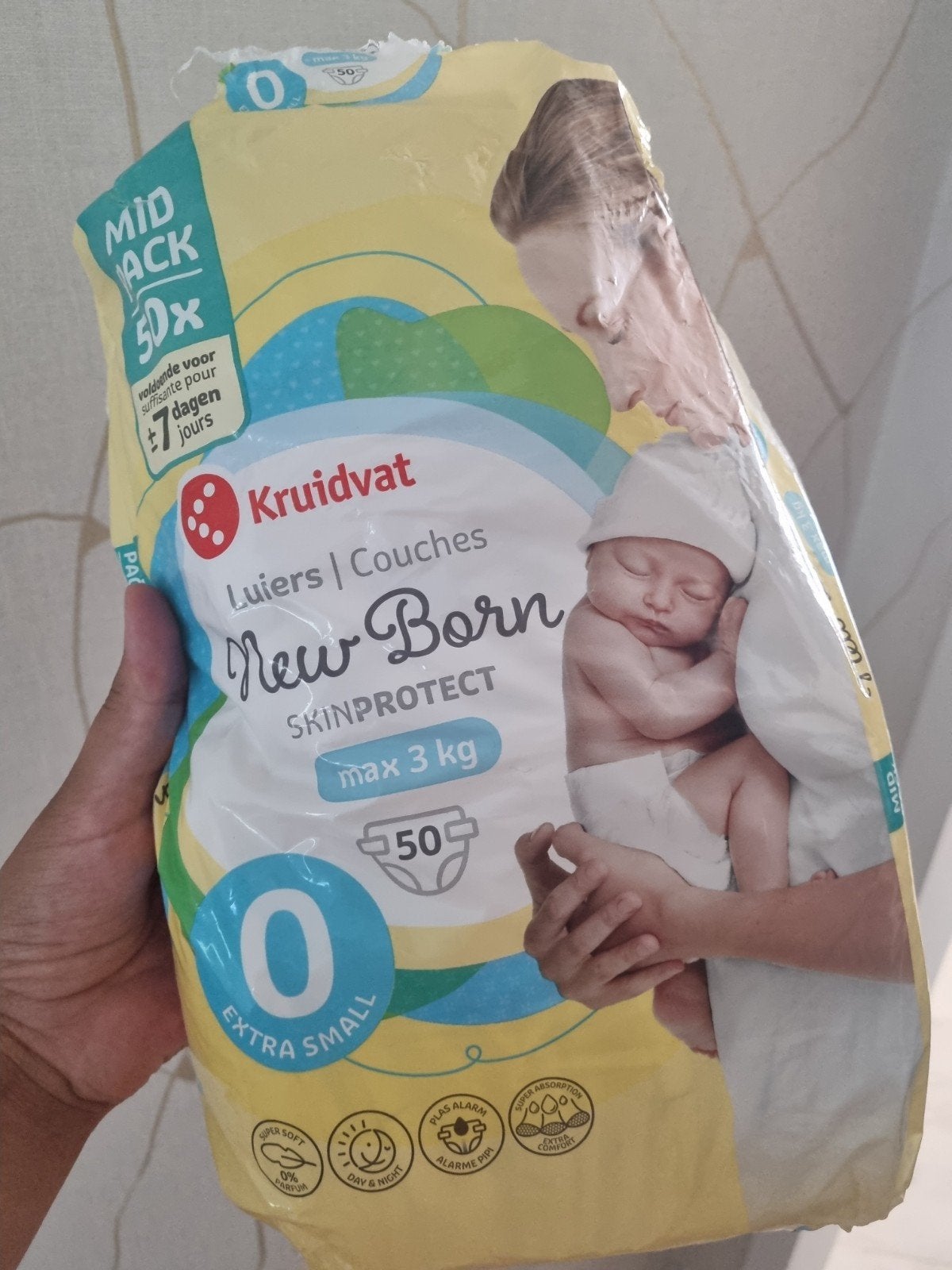 Kruidvat New Born Luiers - Maat 0 (max 3 kg) - 50 stuks, Ophalen, Nieuw