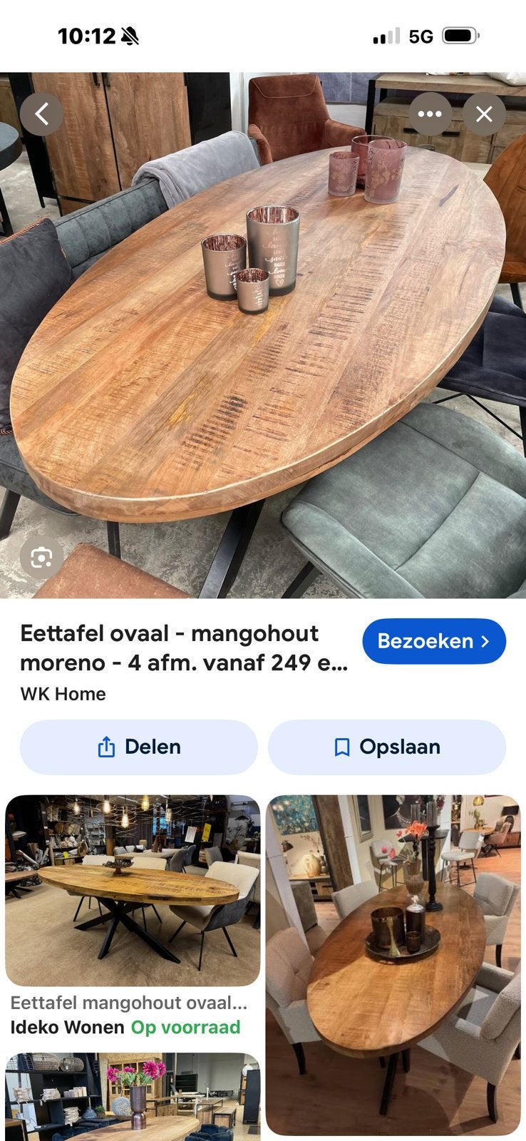 Mango houten tafel blad, Zo goed als nieuw, 150 tot 200 cm, Ovaal, 50 tot 100 cm