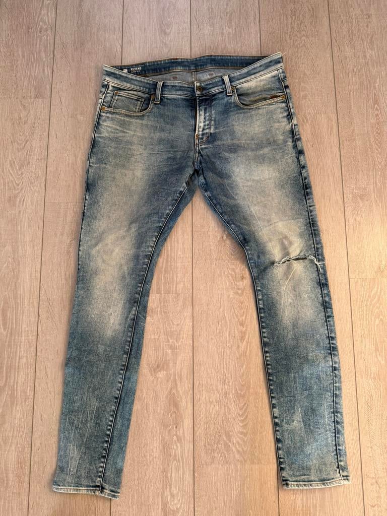G-star raw jeans revend skinny maat 36-34, Kleding | Heren, Ophalen of Verzenden, Zo goed als nieuw, Blauw, W36 - W38 (confectie 52/54)