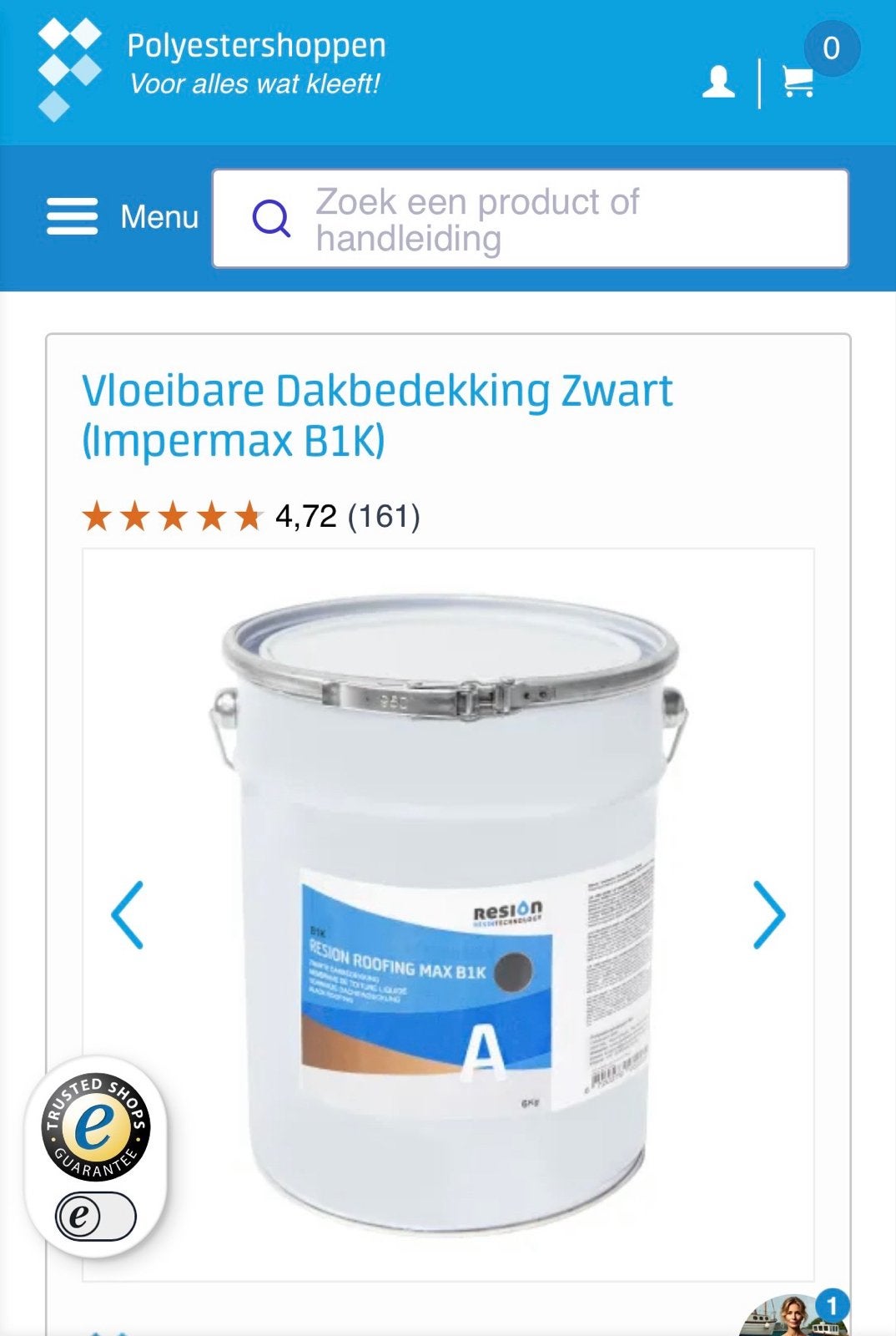 Vloeibare Dakbedekking Zwart (Impermax B1K) - 60% over, Ophalen, Overige materialen, Gebruikt, Zwart