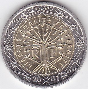 2 euro 2001 Frankrijk - vrijwel UNC., Ophalen of Verzenden, Frankrijk, 2 euro, Losse munt