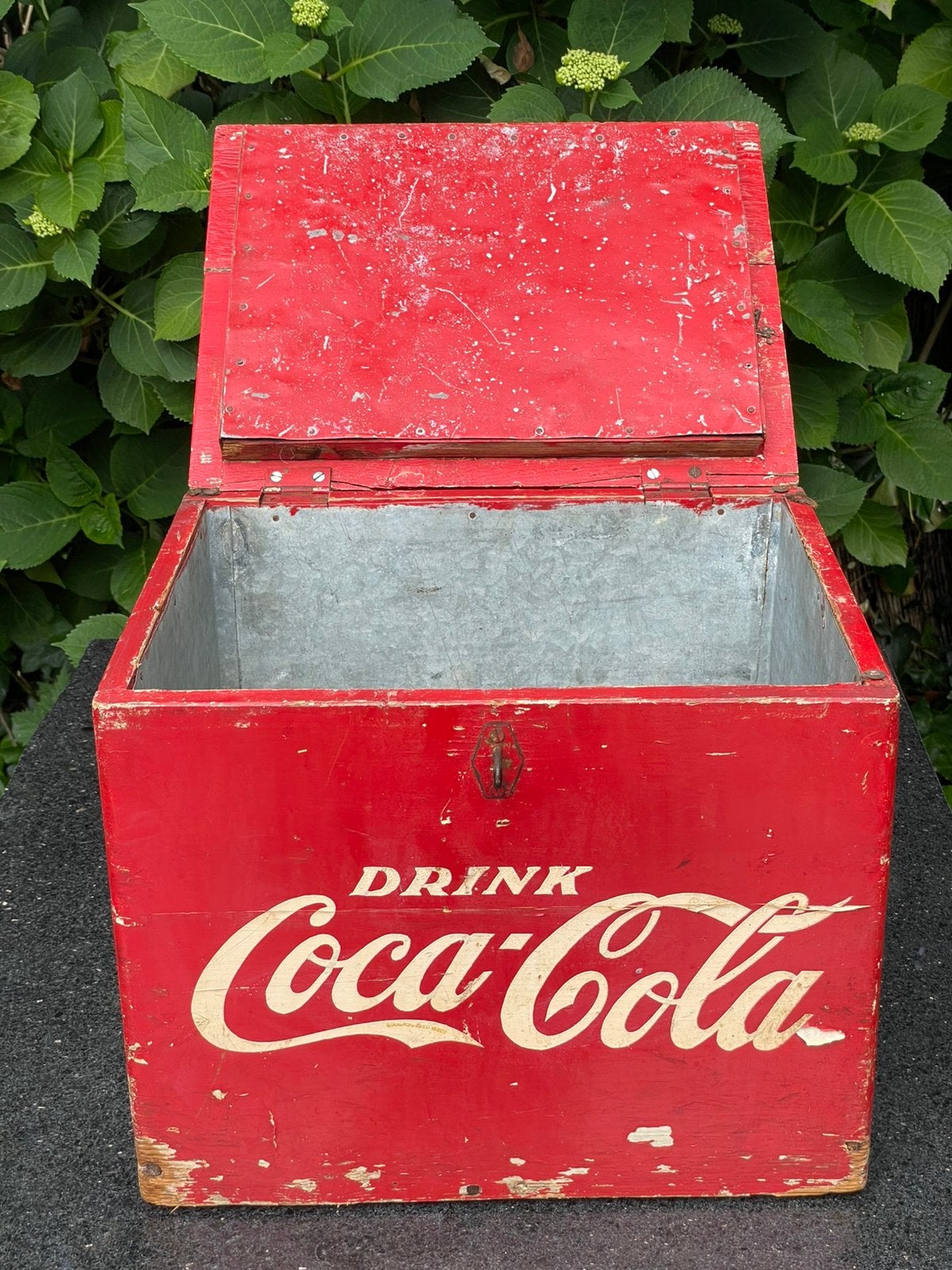 Antieke houten koelbox Coca-Cola, Ophalen, Gebruikt, Gebruiksvoorwerp, Coca-Cola