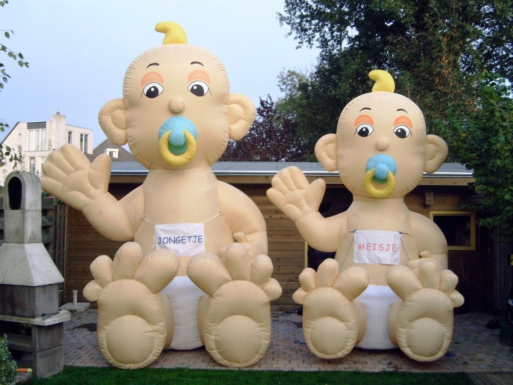 Geboorte baby's 3 en 4 meter hoog samen compleet., Kinderen en Baby's, Ophalen, Zo goed als nieuw, Geboortebord