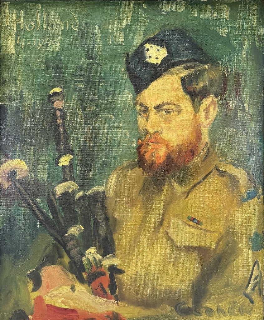 1326. Schilderij, Nederlandse School - militair portret 1945, Ophalen