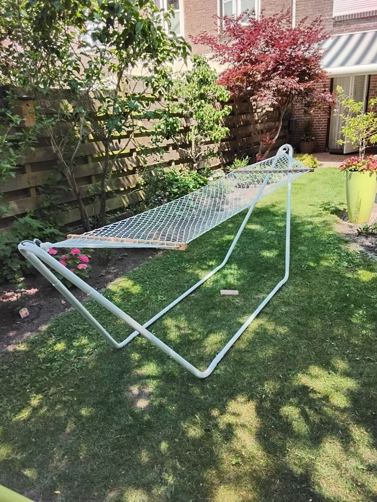 Hangmat met standaard - Wit, inklapbaar, Tuin en Terras, Hangmatten, Ophalen, Gebruikt, Inklapbaar, Eenpersoons
