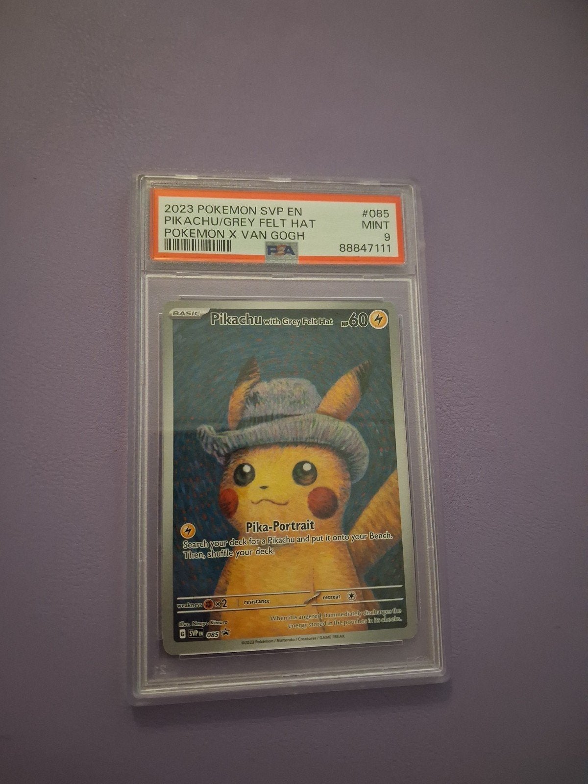 Pikachu Van Gogh PSA 9 - Kras op slab, Hobby en Vrije tijd, Verzamelkaartspellen | Pokémon, Ophalen of Verzenden, Gebruikt, Losse kaart