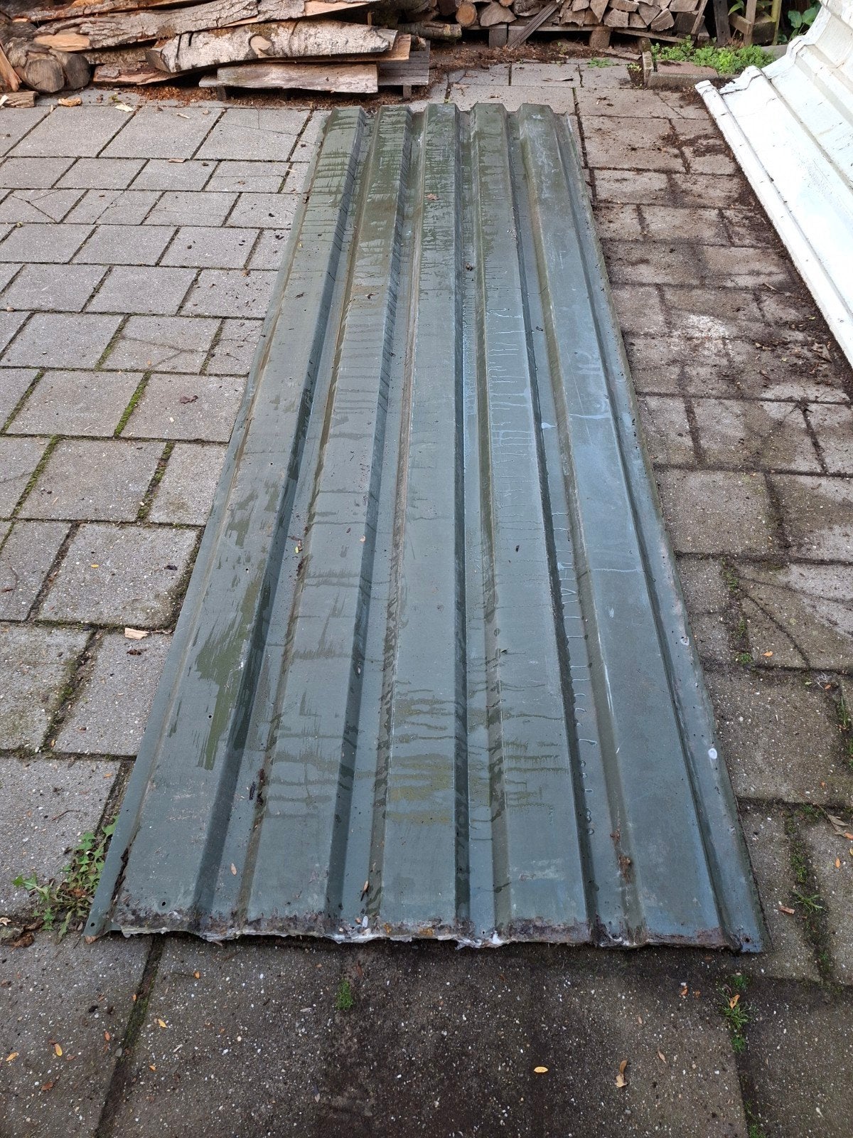 Gebruikte dakplaten 6 st groen 3,50 x 1,08, Gebruikt, Overige kleuren, 15 m² of meer, Metaal