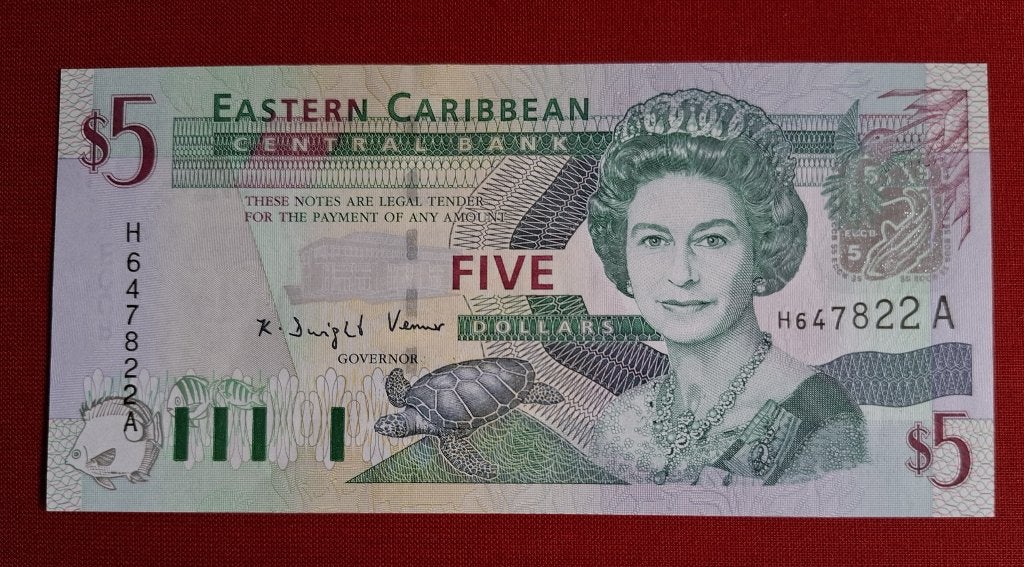 EASTERN CARIBBEAN 5 dollars 1993, Ophalen of Verzenden, Midden-Amerika, Los biljet