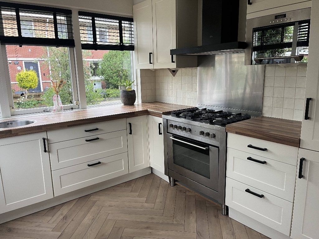 Complete keuken met inbouwapparatuur, Ophalen, Gebruikt, Hoekkeuken, Kunststof
