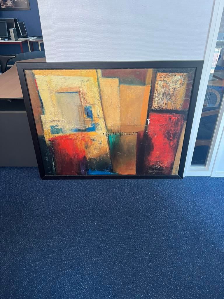 Groot kleurrijk schilderij Patrizio (IKEA) met beschadiging, Antiek en Kunst, Kunst | Schilderijen | Modern, Ophalen