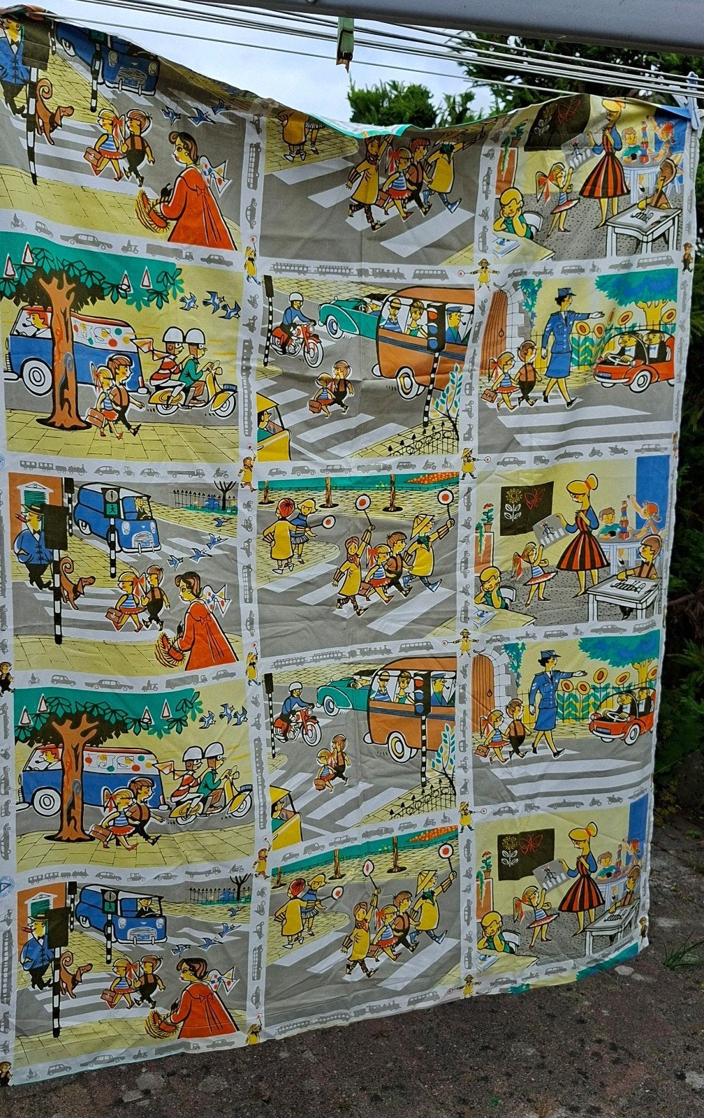 Vintage '50-' 60 gordijnen, Verbond voor veilig verkeer., Ophalen of Verzenden