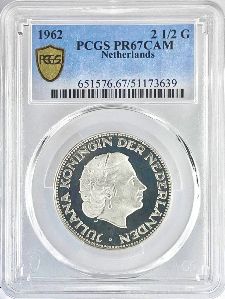Rijksdaalder 1962 PROOF/PCGS PR67CAM/TopPop/RRR!!, Koningin Juliana, Zilver, Ophalen of Verzenden, Losse munt