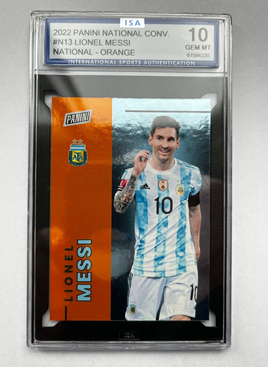 Panini 2022 National Conv #N13 Lionel Messi Orange GEM MT, Ophalen of Verzenden, Nieuw, Plaatje