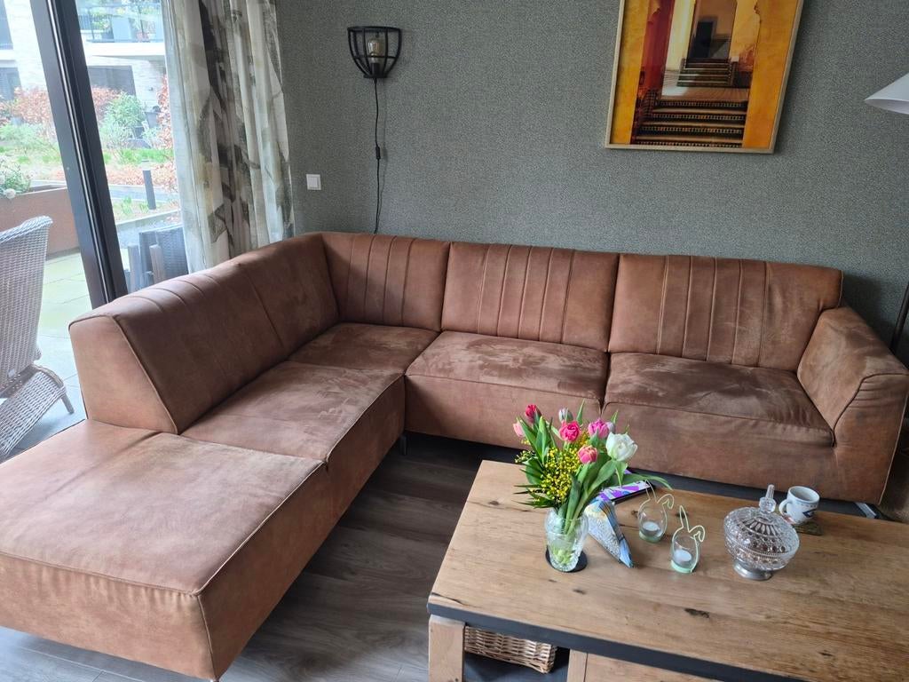Henders & Hazel Zembla hoekbank - Cognac Secilia stof, Ophalen, Gebruikt, Stof, Modern, Comfortabel