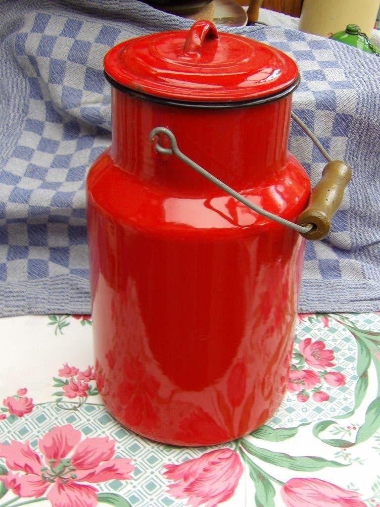 emaille melkbus/ rood emaille kan/ inhoud 4 liter, Ophalen of Verzenden