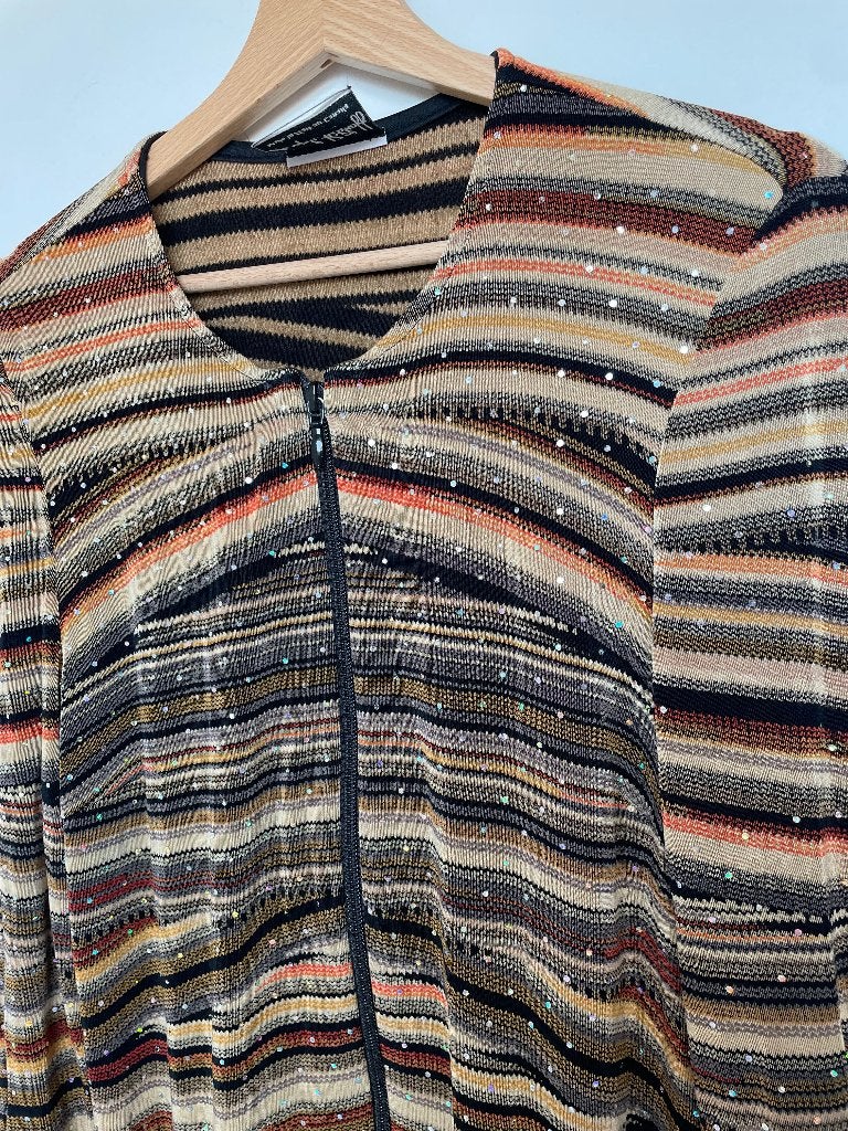 Joseph Ribkoff Bruin oranje gestreept vest glitters maat M, Maat 38/40 (M), Bruin, Koningin Wilhelminaplein 13, 1062 HH Amsterdam, Nederland