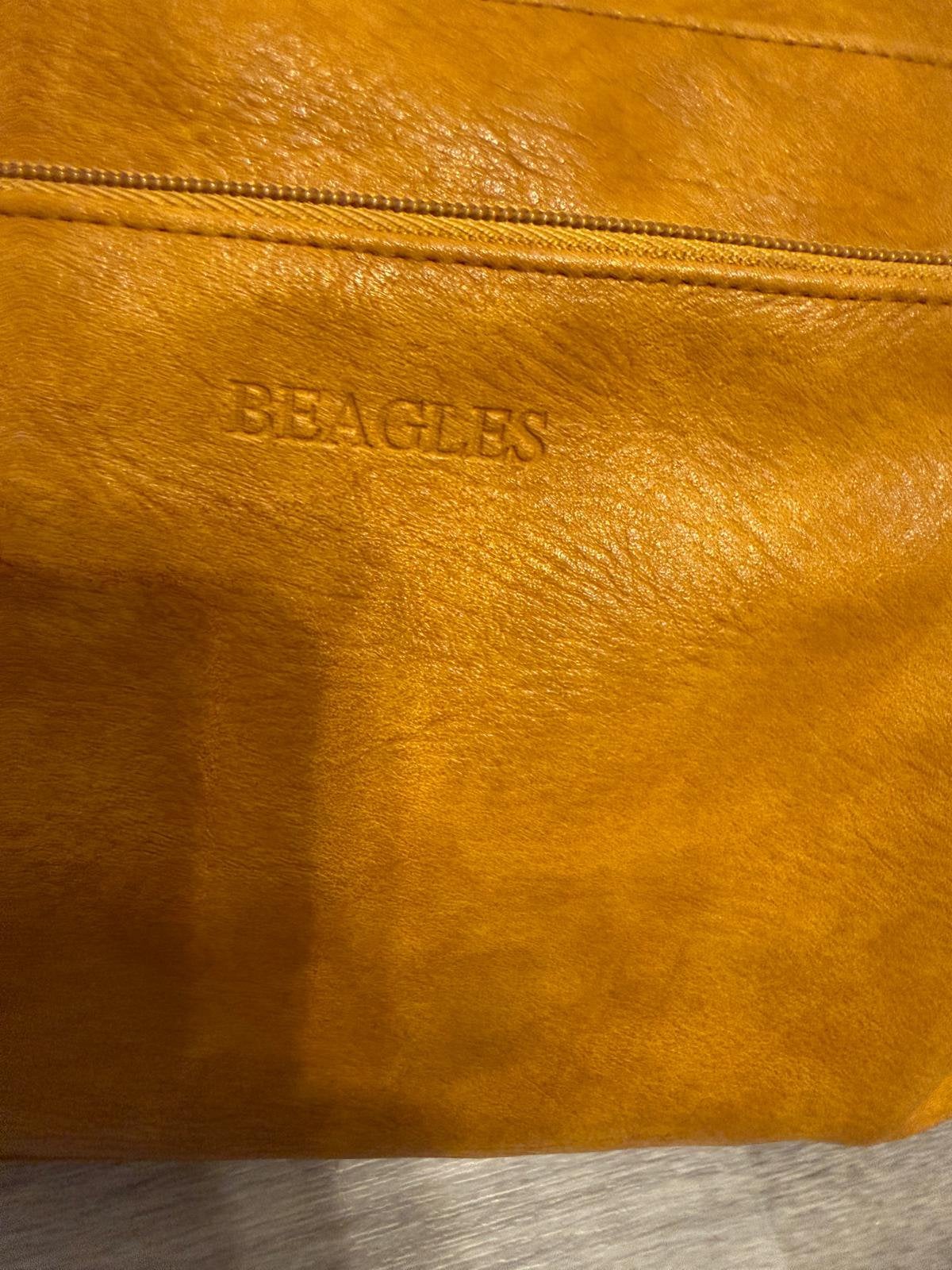 Beagles schoudertas, Ophalen, Zo goed als nieuw, Geel, Leer