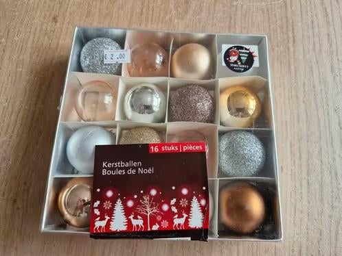 16 stuks Mix rose goud kerstballen 4cm h, Diversen, Kerst, Evora, Onbekend, Nieuw, Ophalen of Verzenden