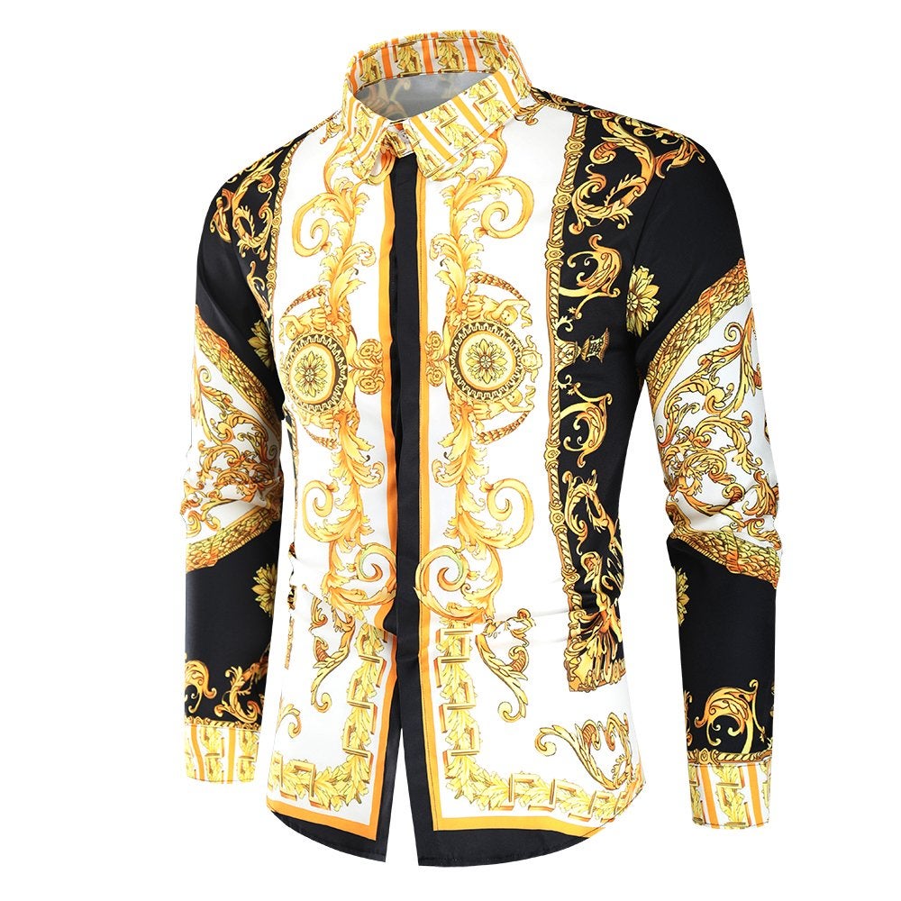Heren barok overhemd 1 luxe gouden kamper shirt zwart wit, Kleding | Heren, Verzenden, Nieuw, Overige kleuren, Overige halswijdtes