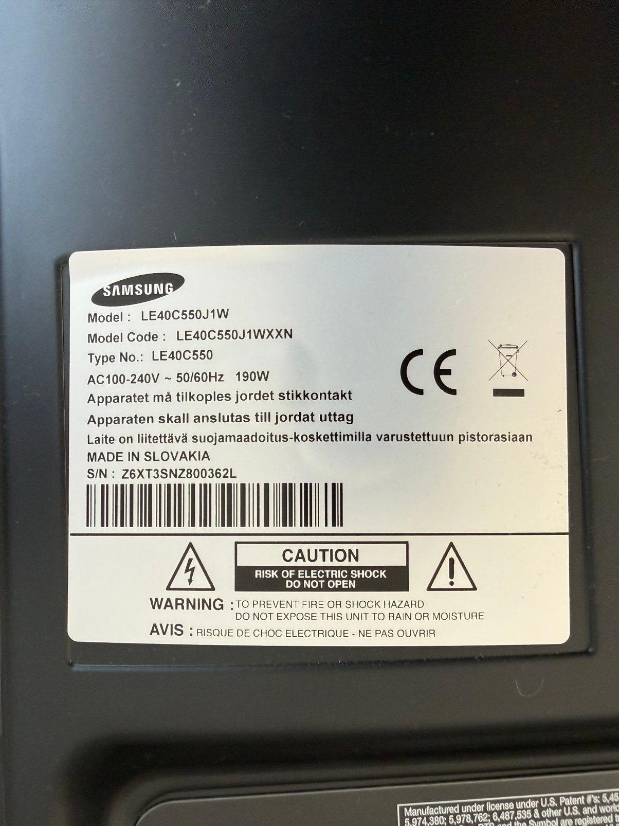 Samsung le40c550j1w, Ophalen, 50 Hz, Zo goed als nieuw, Samsung