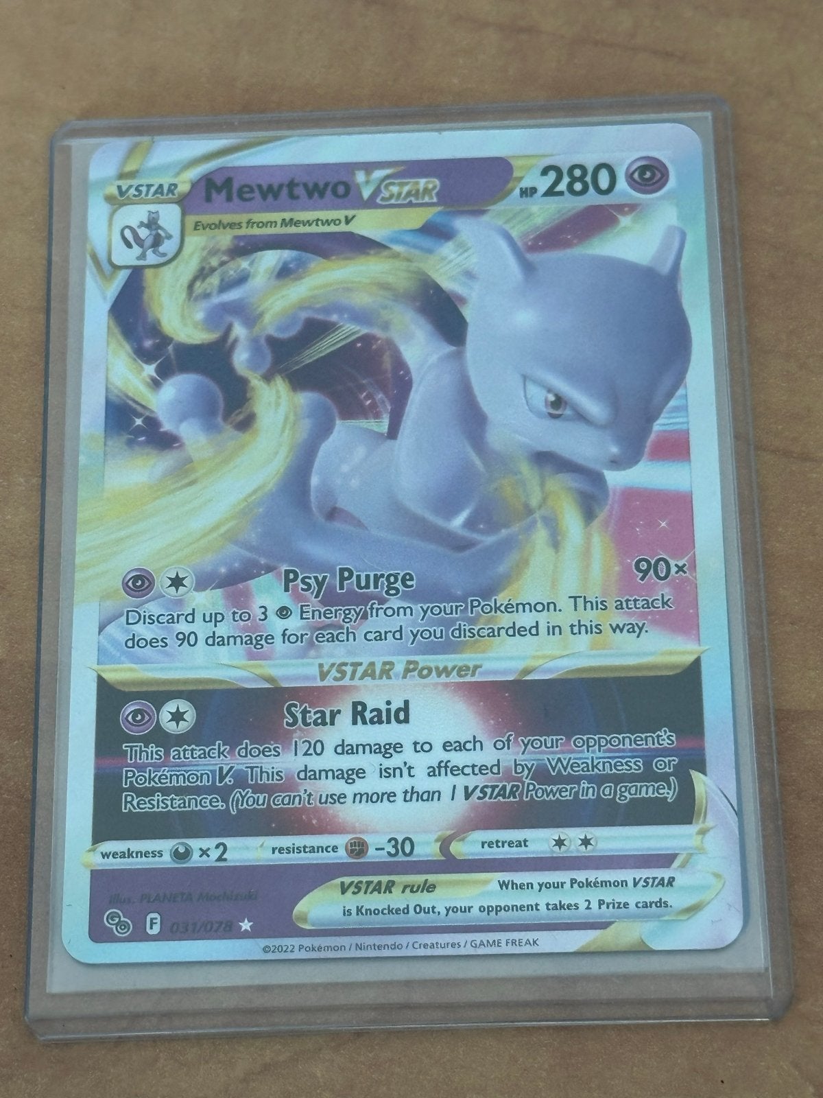 Mewtwo VSTAR 031/078 Pokémon Kaart - Geweldige Conditie, Ophalen of Verzenden, Zo goed als nieuw, Losse kaart, Foil