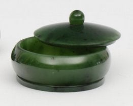 Antiek jade dekseldoosje mooie grone kleur natuurlijke jade, Ophalen, Overige materialen, Overige typen, Met edelsteen
