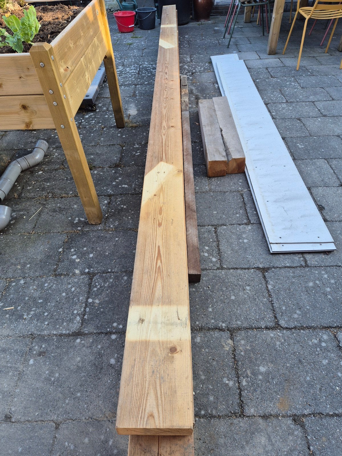4 Vurenhouten Balken - 550x19x7 cm, Ophalen