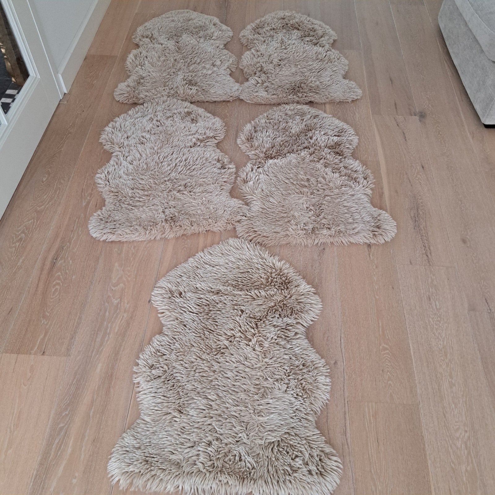 schapenvachten wasbaar, beige zandkleur, Huis en Inrichting, Ophalen, Minder dan 50 cm, Gebruikt, Beige