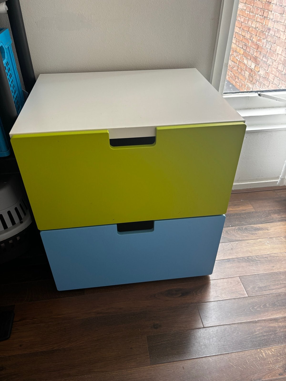 IKEA kastje met 2 lades - Groen en Blauw, Ophalen, Gebruikt, 1 of 2 laden, Minder dan 100 cm