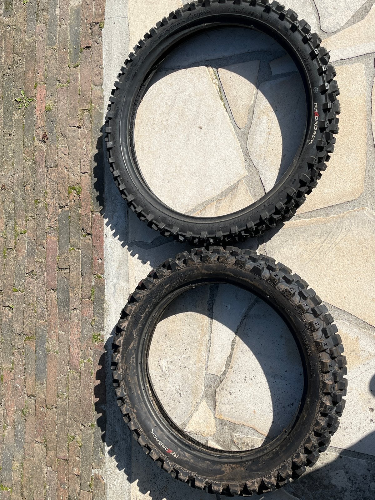 Set van 2 gebruikte motorcrossbanden (voor en achter), Ophalen of Verzenden, Gebruikt