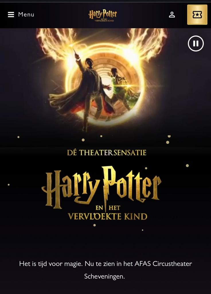 2 Tickets Harry Potter incl diner vrijdag 25/9 All-incl, Tickets en Kaartjes, Twee personen