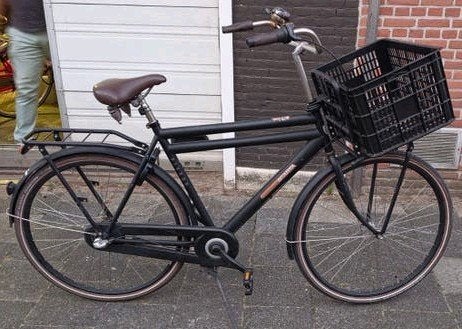 Sparta Pick-Up fiets - Zwart, 57 cm frame, Basil krat