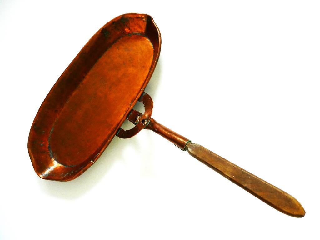 Franse koperen lekbak voor onder spit pan met 2 schenktuit, Ophalen of Verzenden, Koper