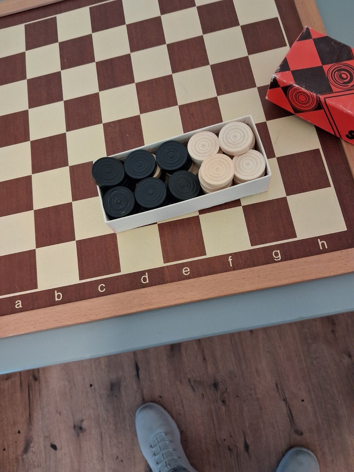 Schaak/dambord met Damstenen - Zo goed als nieuw, Een of twee spelers, Ophalen, Zo goed als nieuw, Onbekend