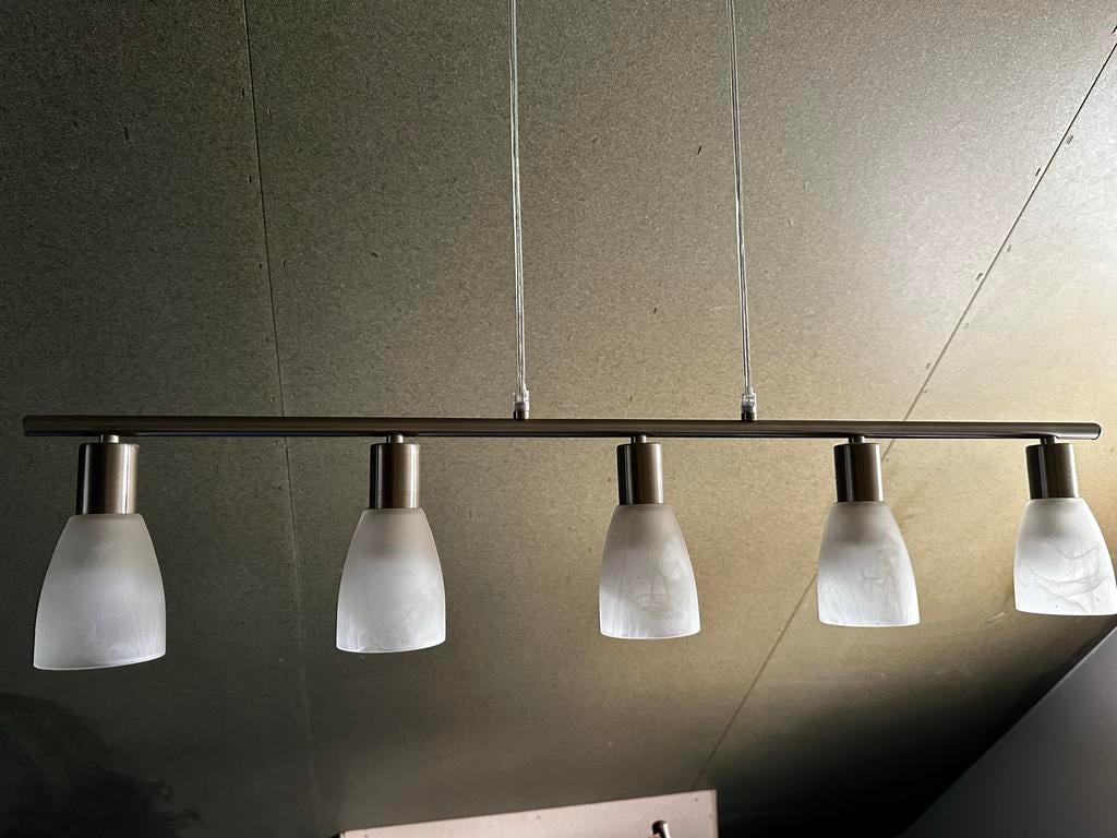 Gebruikte hanglamp, Huis en Inrichting, Lampen | Hanglampen, Ophalen, Gebruikt, Glas, Minder dan 50 cm